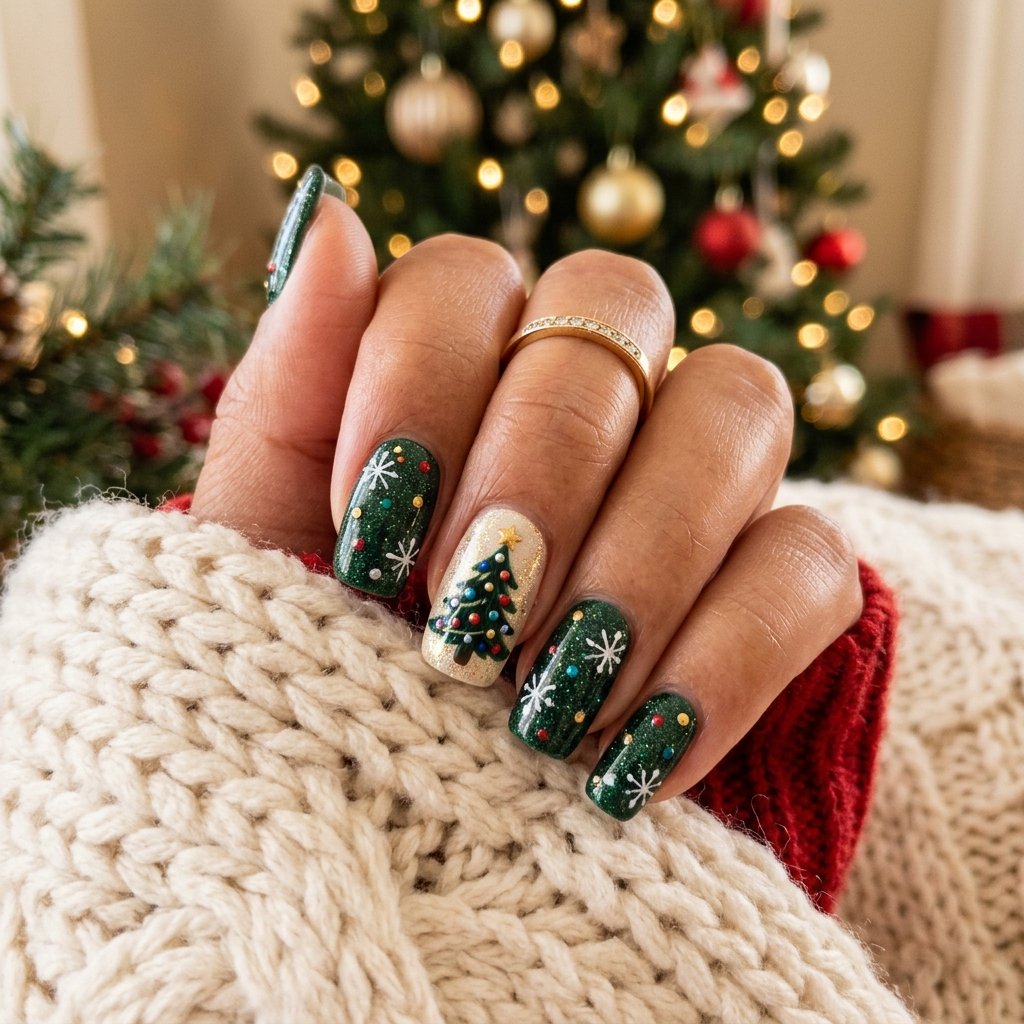 Christmas Tree Nail Art