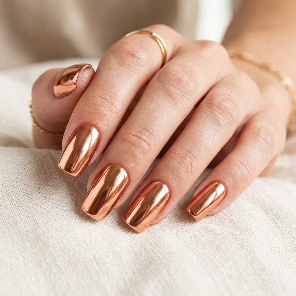 Copper Chrome Nail Ideas