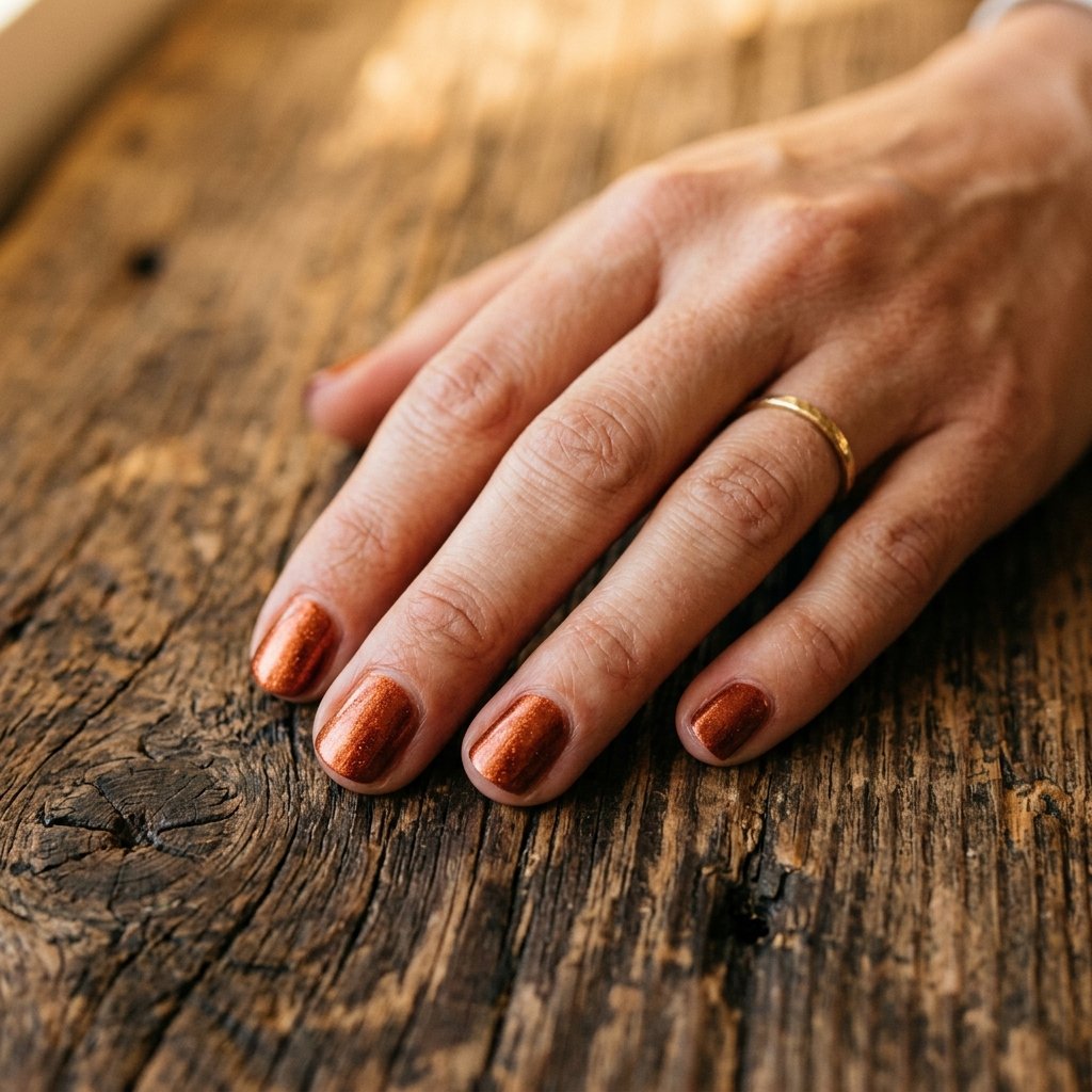 Rustic Copper Short Nail Ideas
