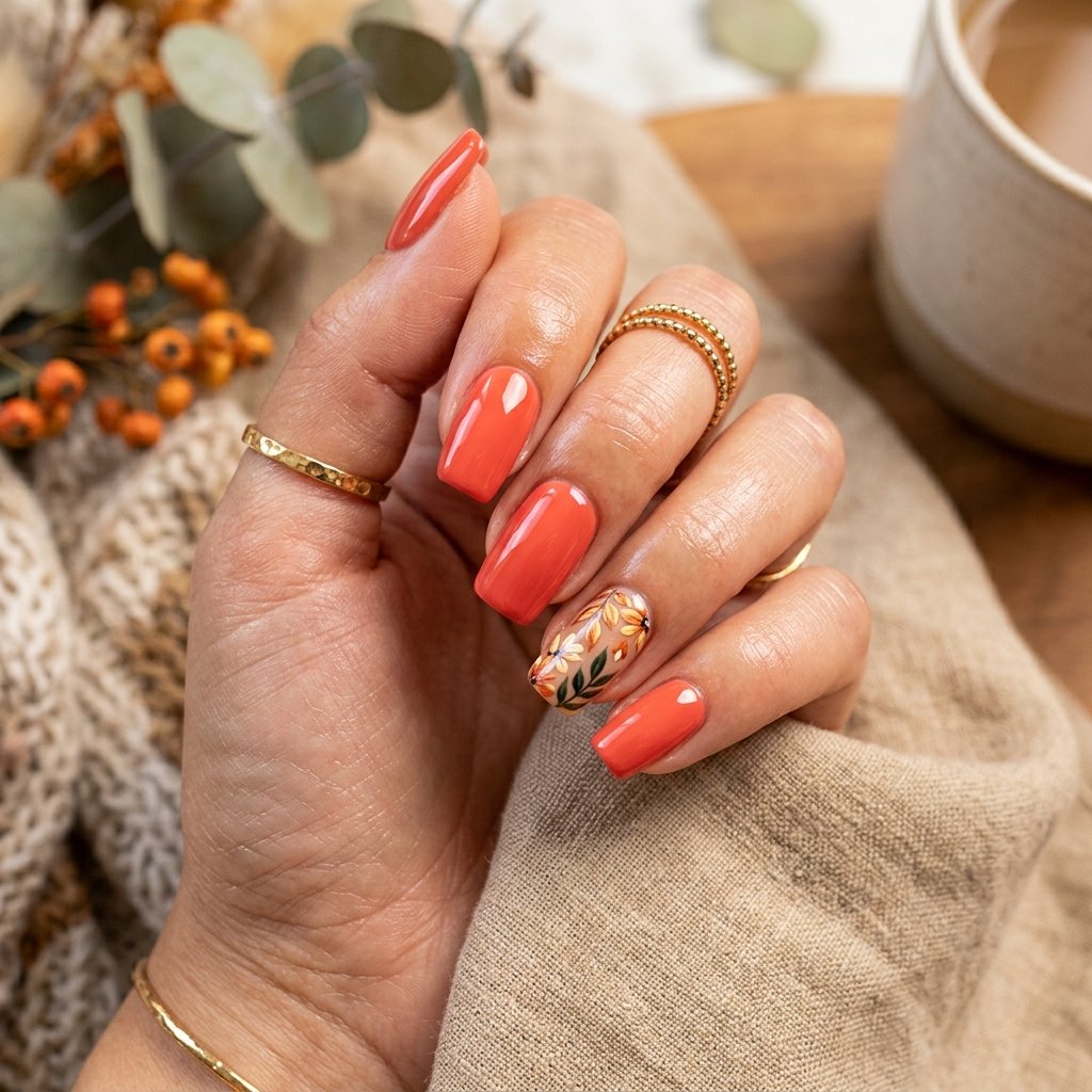 Warm Coral Nail Ideas