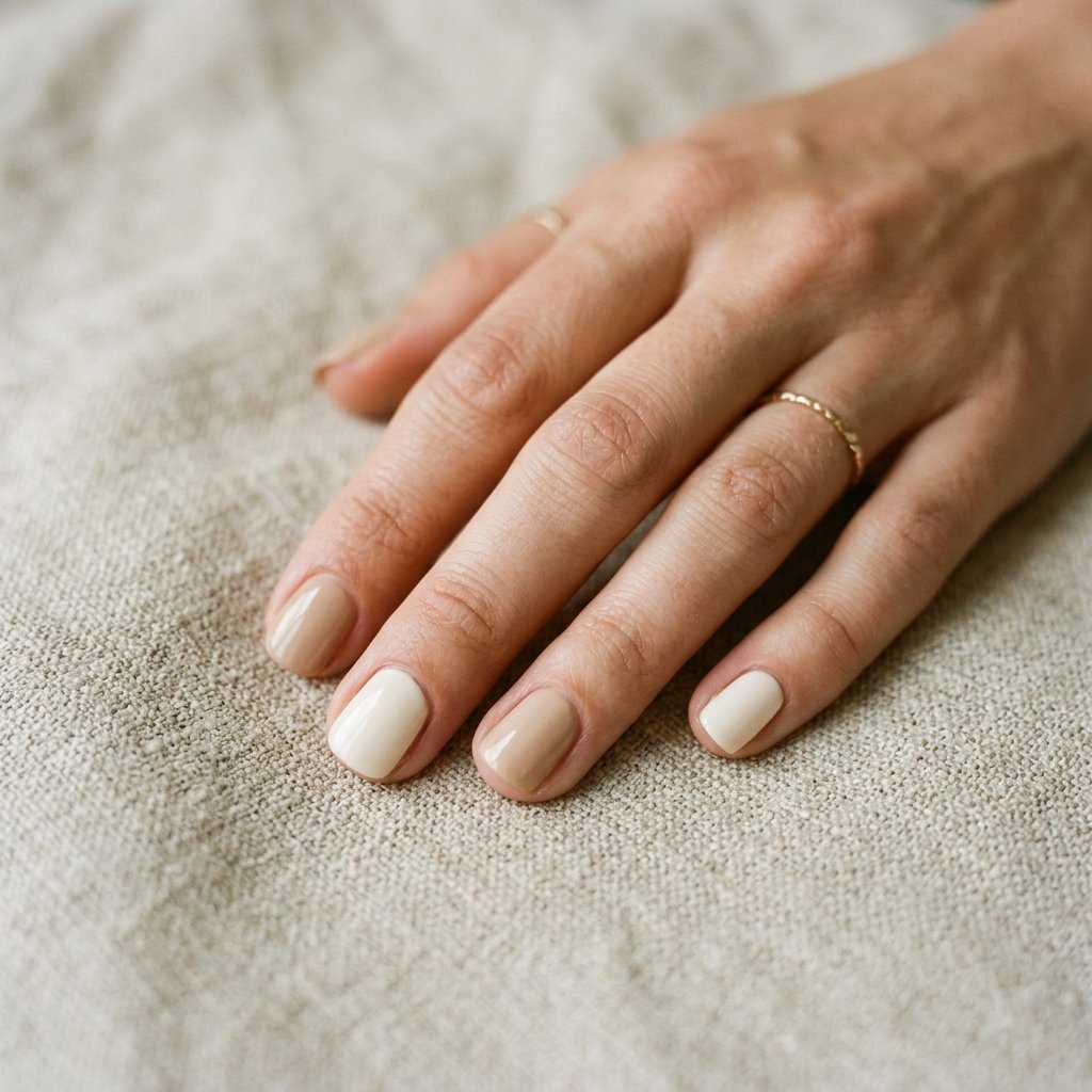 Cream and Beige Short Nail Ideas