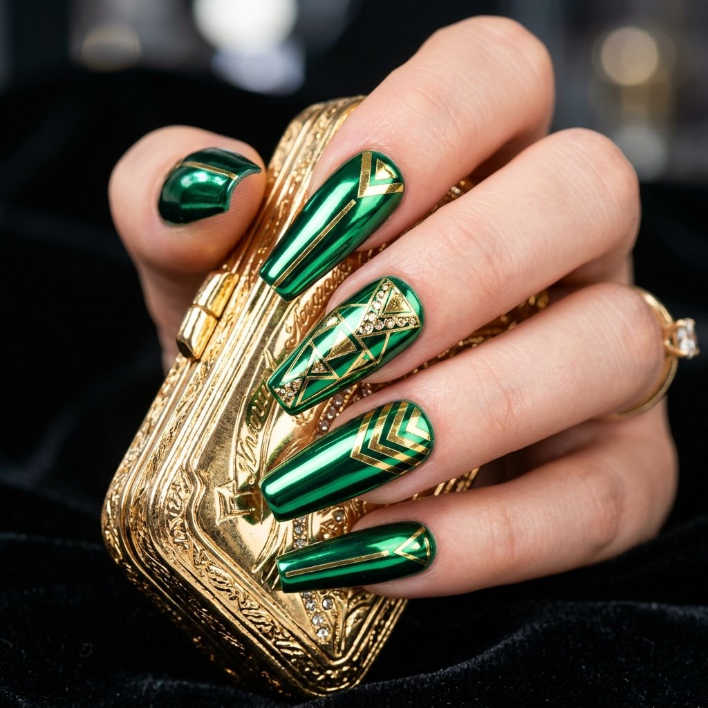 Emerald Green Chrome Foil Accents