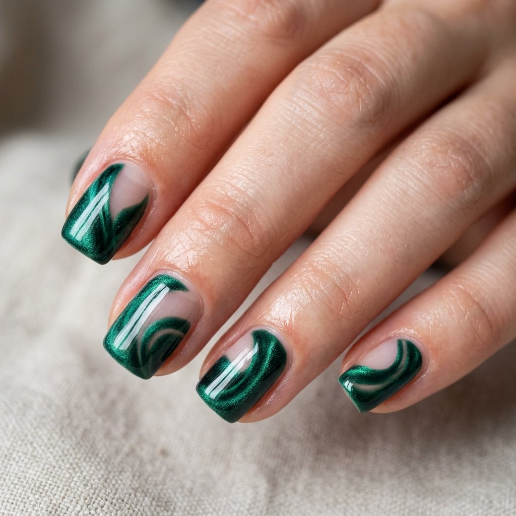 Velvet Emerald Ribbon Swirls