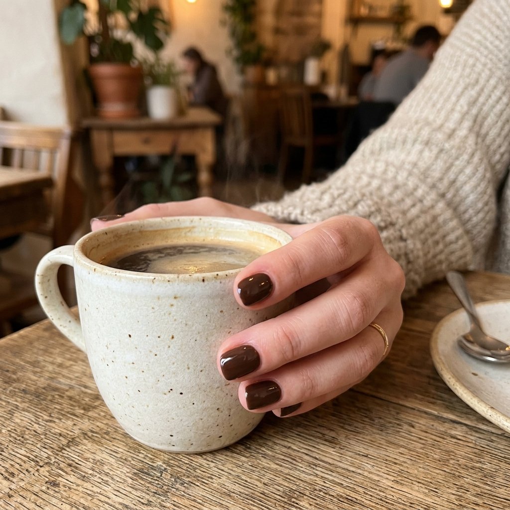 Espresso Brown Short Nail Ideas