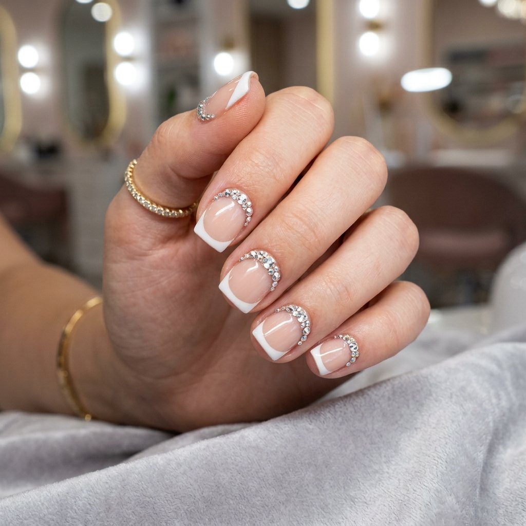 French Tip with Rhinestones Ideas