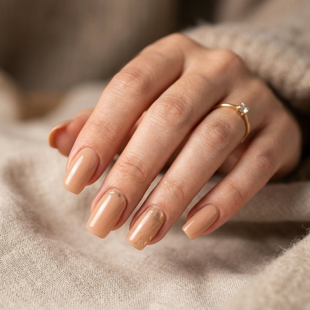 Golden Nude Nail Ideas