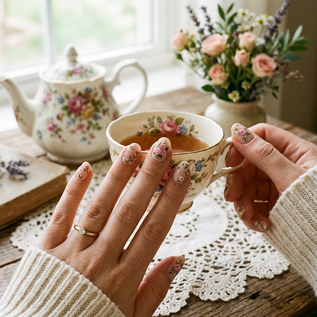Vintage Rose Floral Handpainted Details