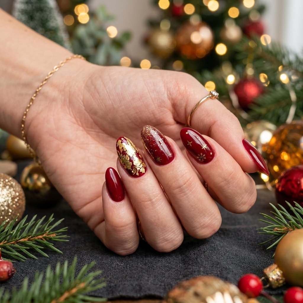 Red and Gold Nail Designs