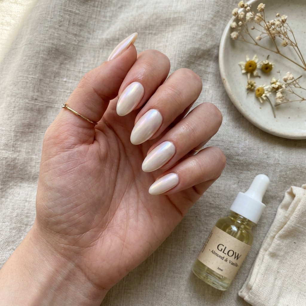 Pearlized Vanilla Cream Almond Design