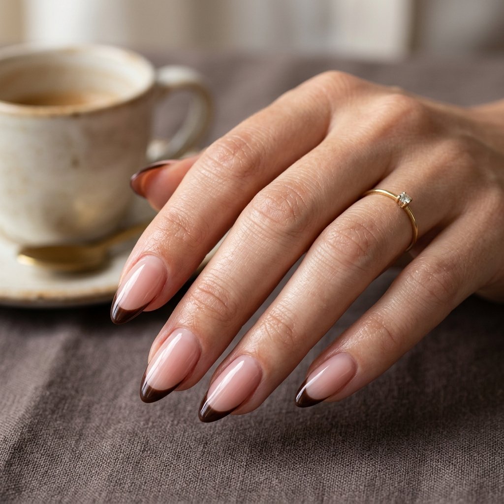 Espresso French Tip Almond Variation