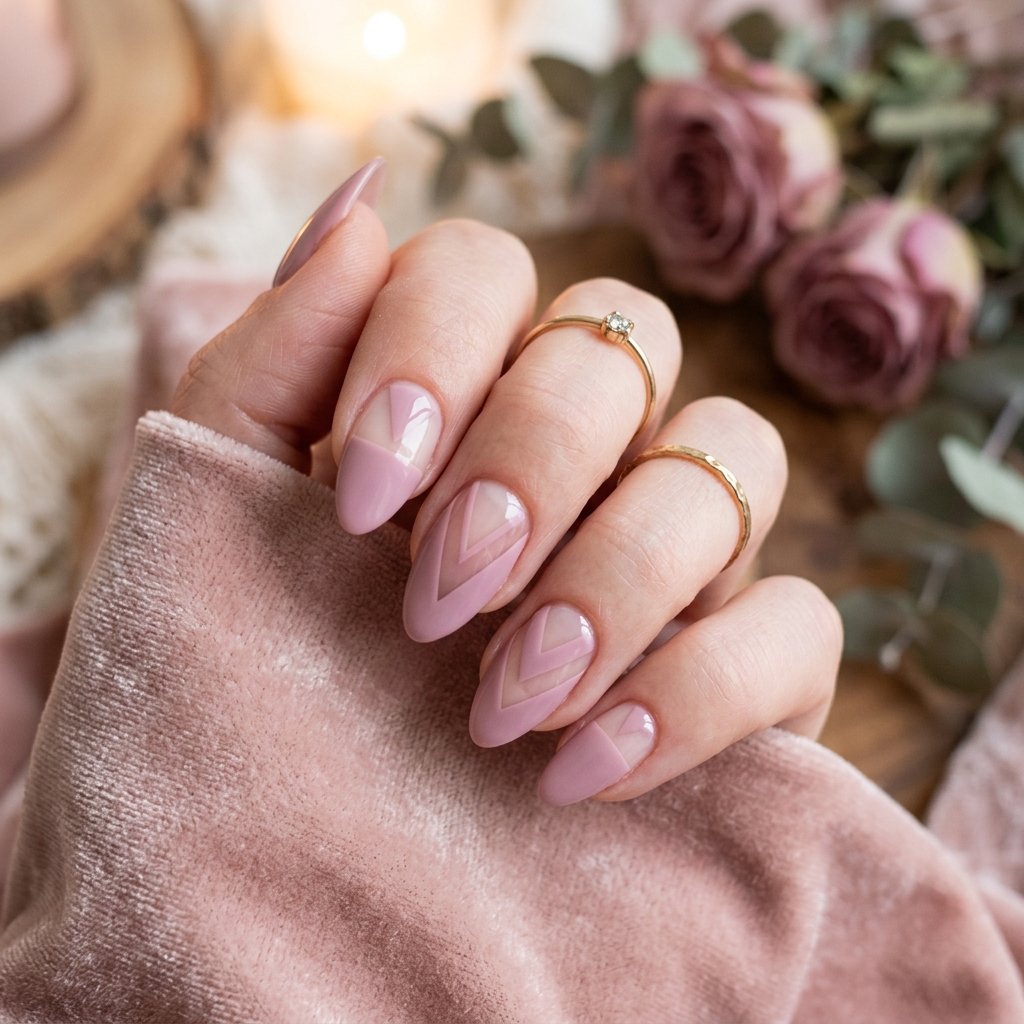 Soft Mauve Negative Space Almond Design