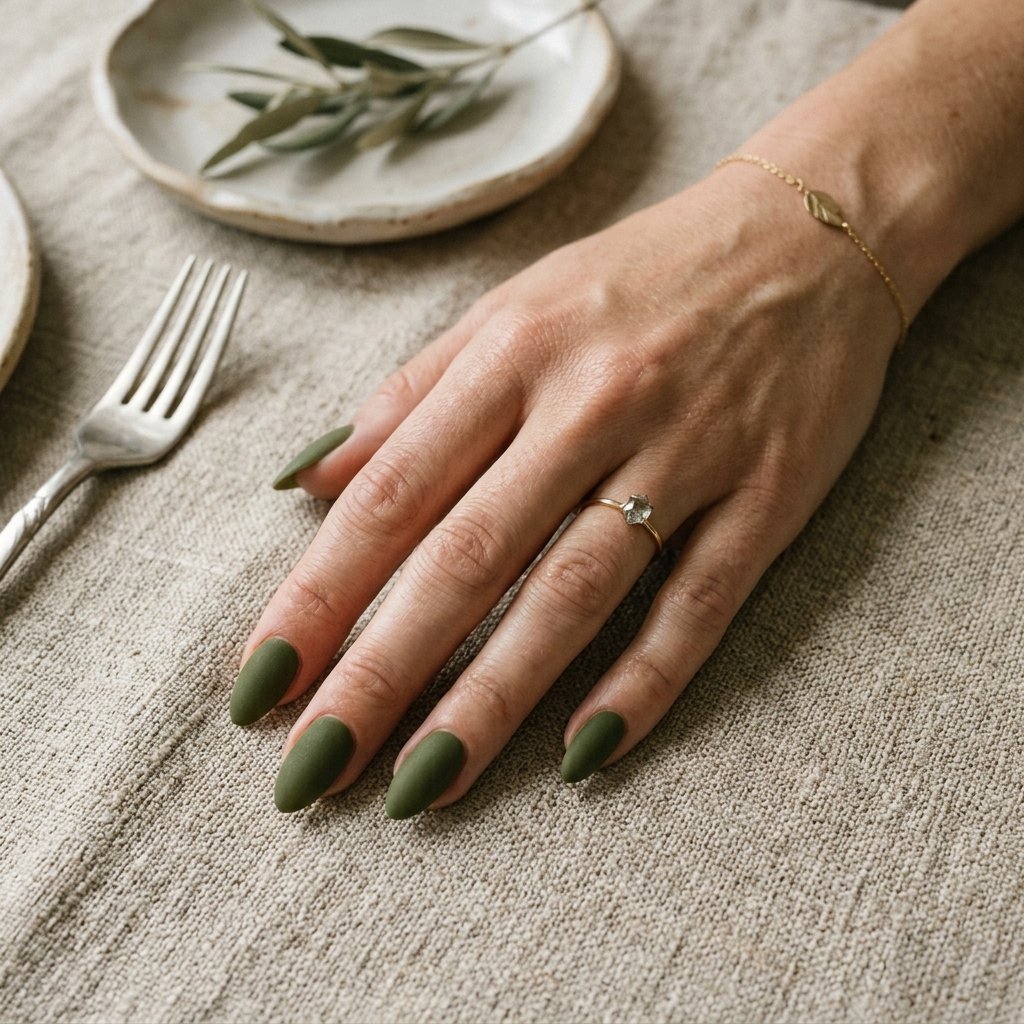Matte Olive Green Almond Concept