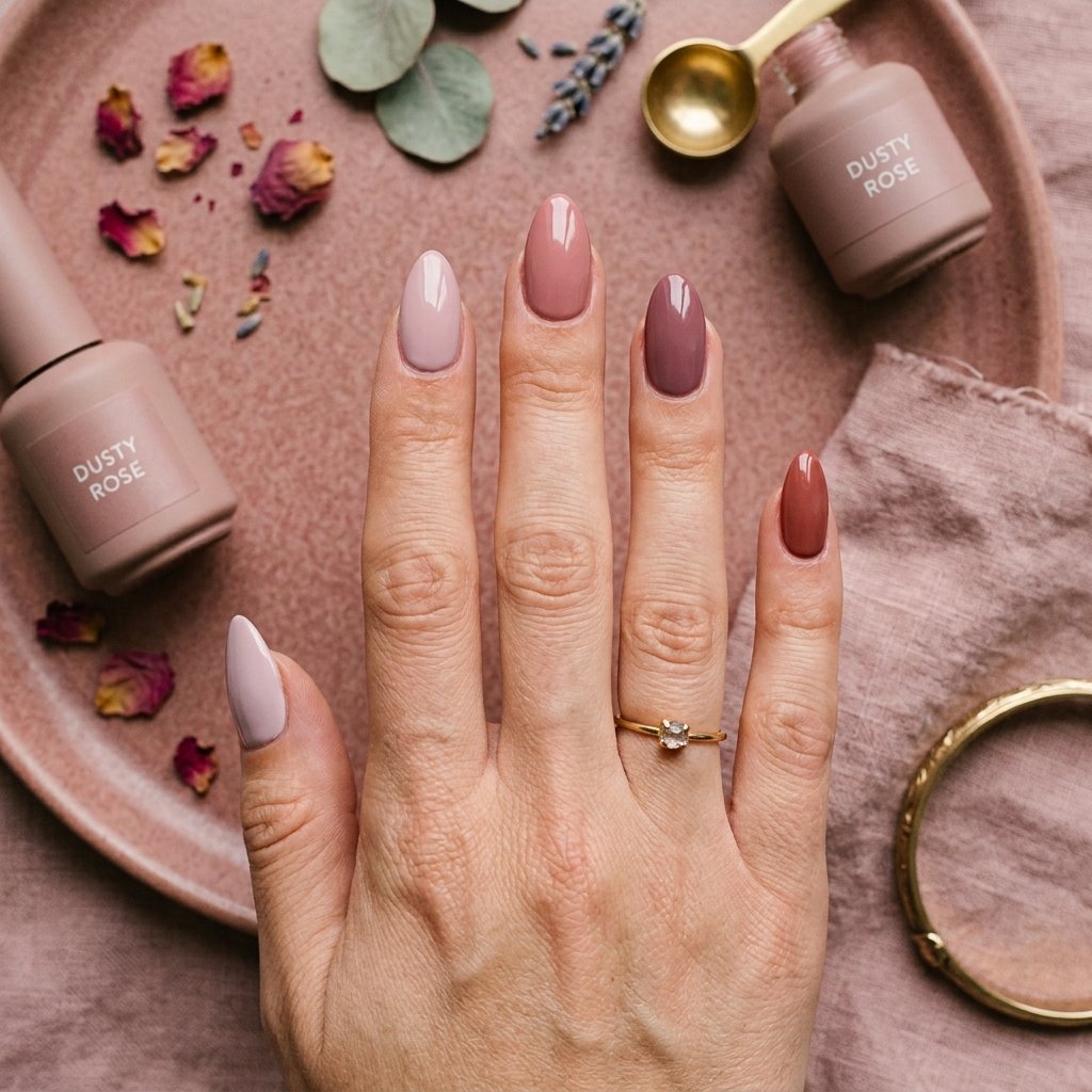 Dusty Rose Monochromatic Almond Style
