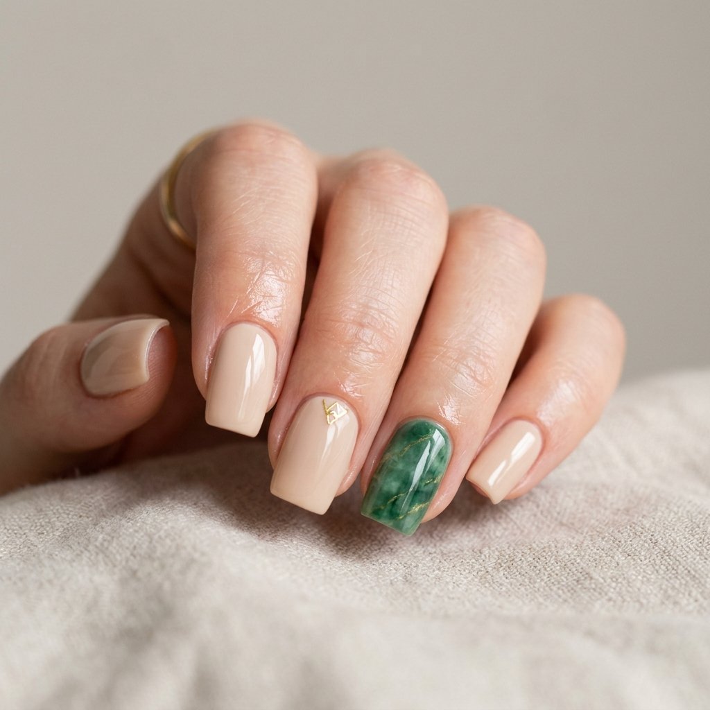Jade and Nude Nail Ideas