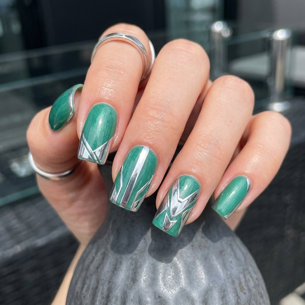 Jade and Silver Nail Ideas