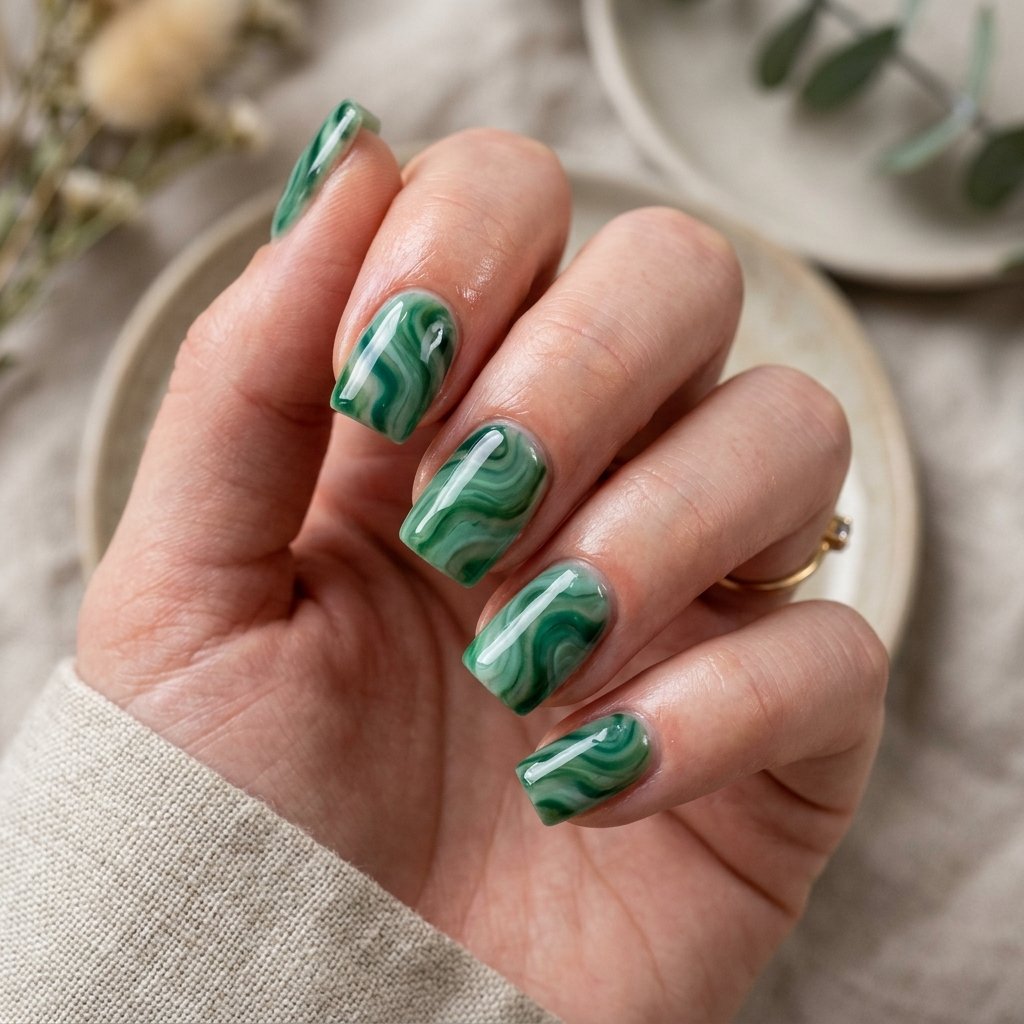 Jade Swirl Nail Ideas