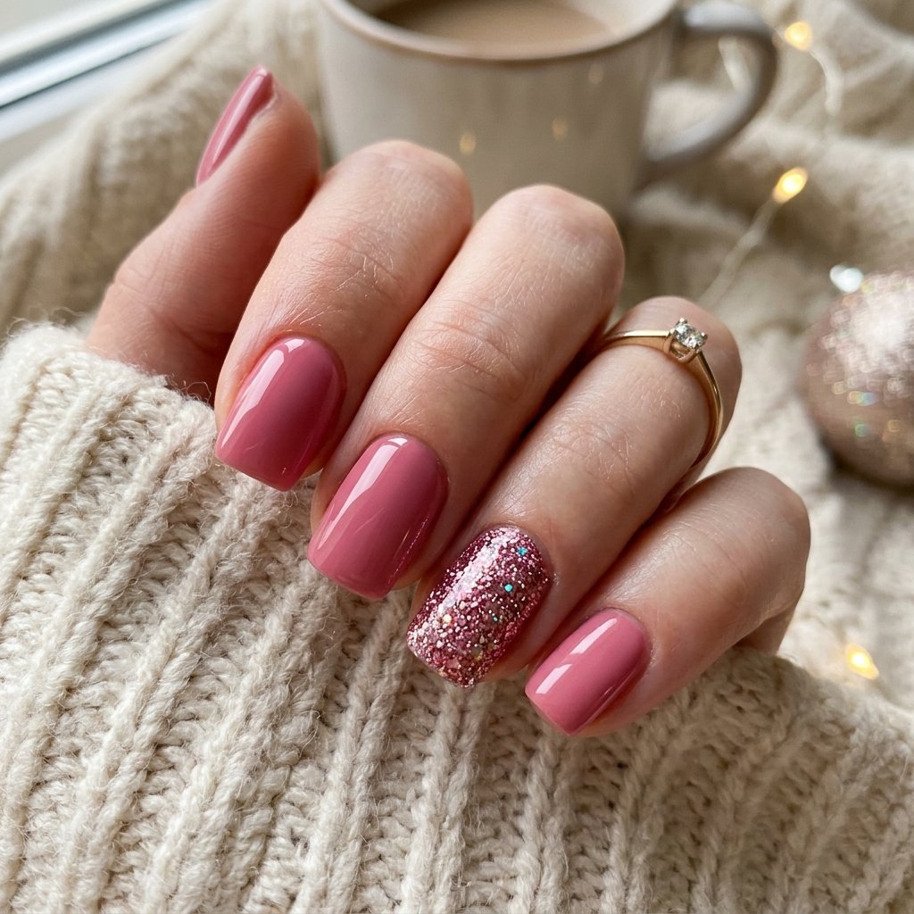 Pink Glitter Summer Nail Ideas