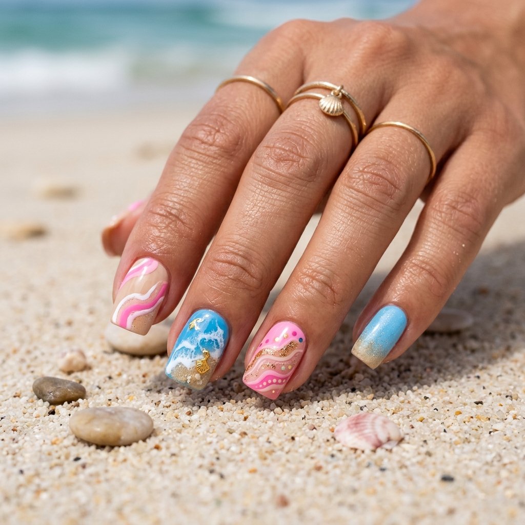 Pink Beach Nail Ideas