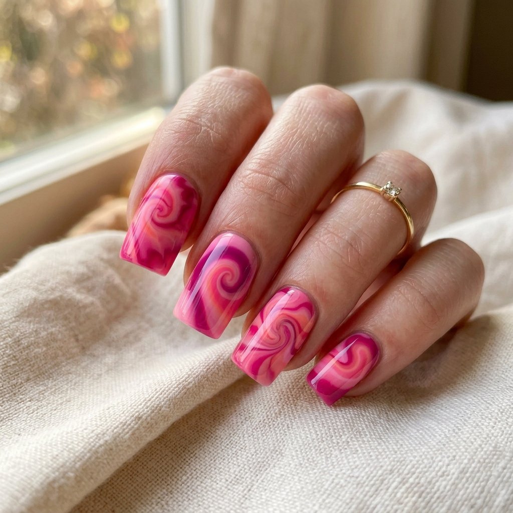 Pink Tie Dye Nail Ideas