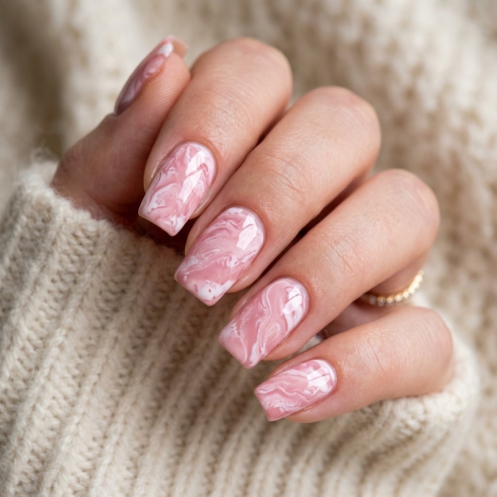 Pink Marble Nail Ideas