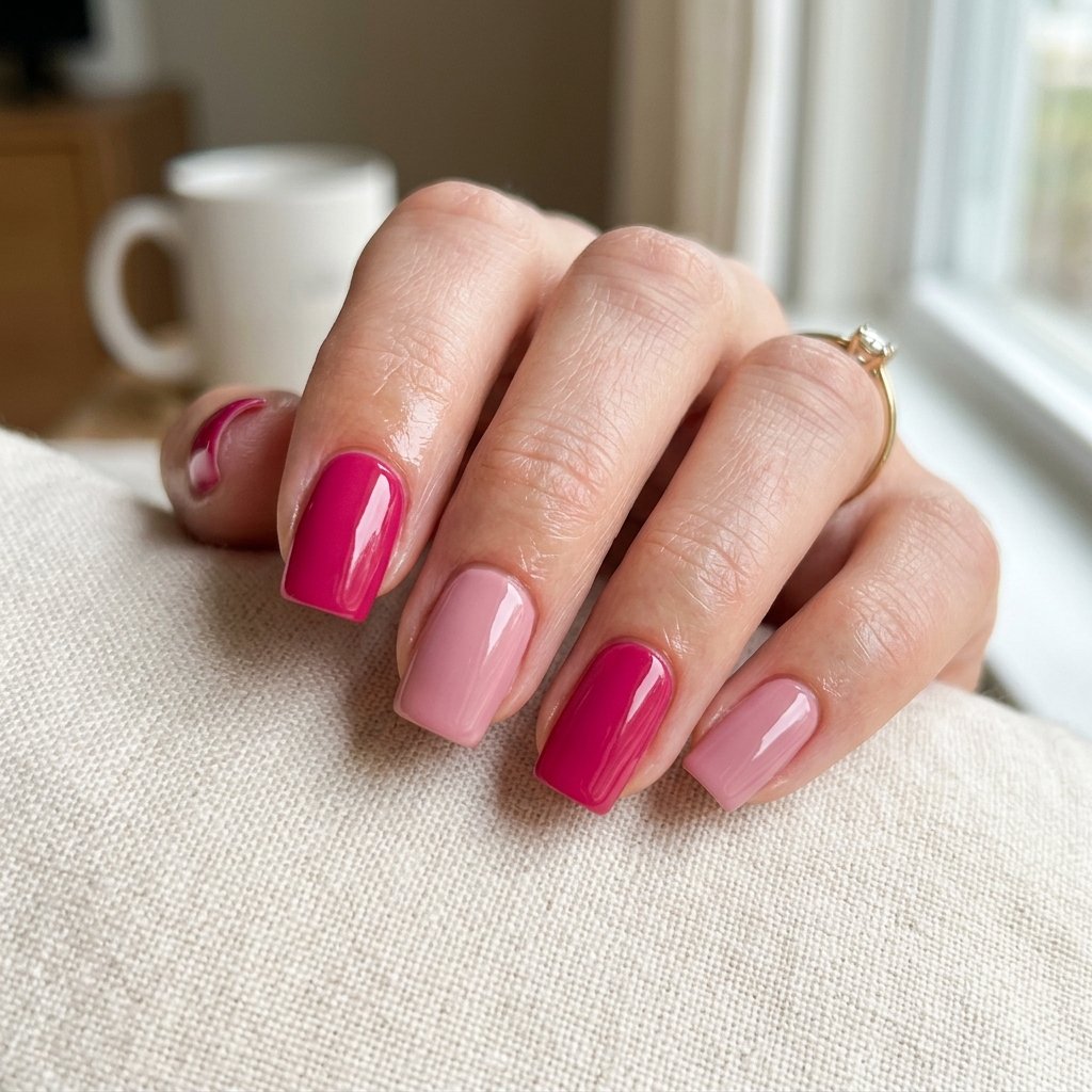 Pink Two Tone Nail Ideas