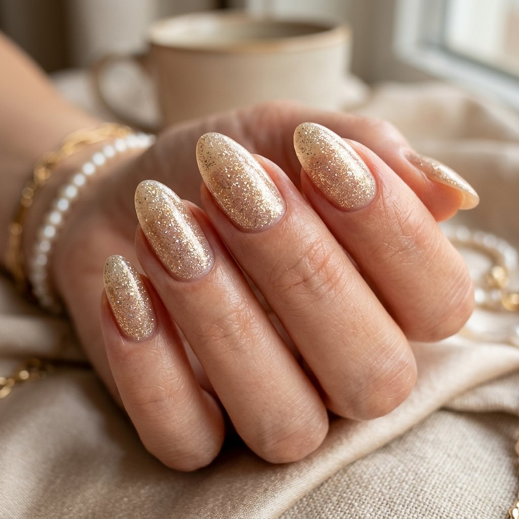 30 Stunning Christmas Nails Simple Ideas You Can Do at Home 10 Subtle Champagne Shimmer Wash