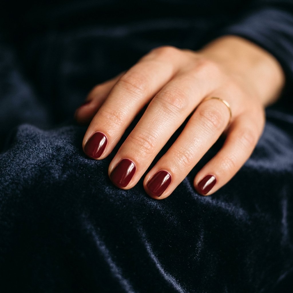 Deep Maroon Short Nail Ideas