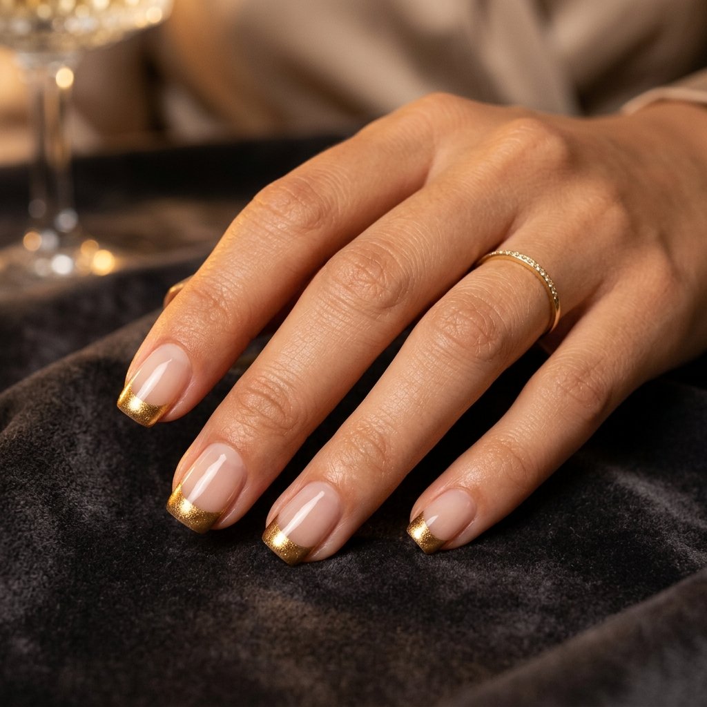 Metallic Gold Tip Nail Ideas