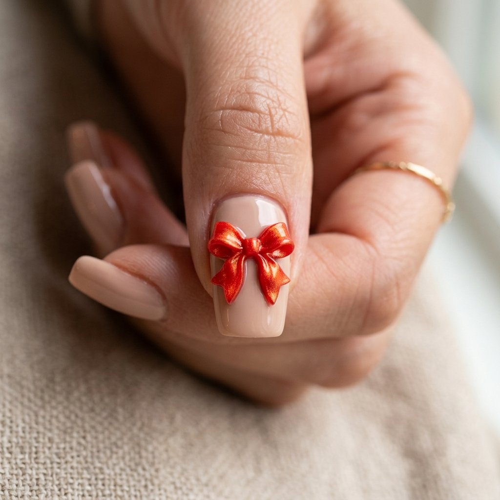 Fiery Red 3D Bow Accent