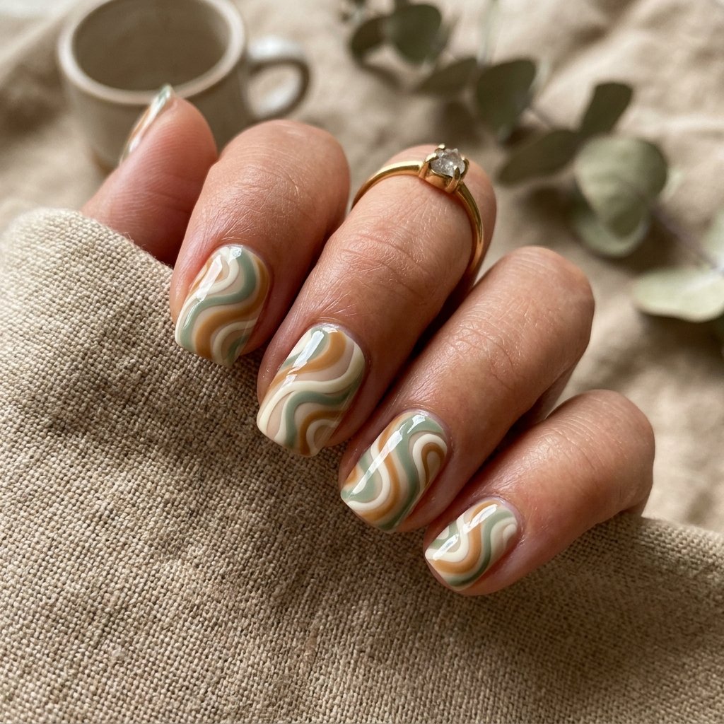 30 Minimalist & Bold Short Nails Art Ideas You'll Love 28 Retro Sage Swirls