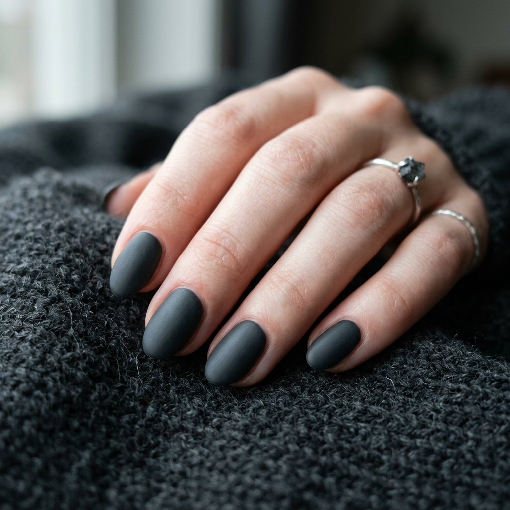 Velvet Matte Charcoal Nails
