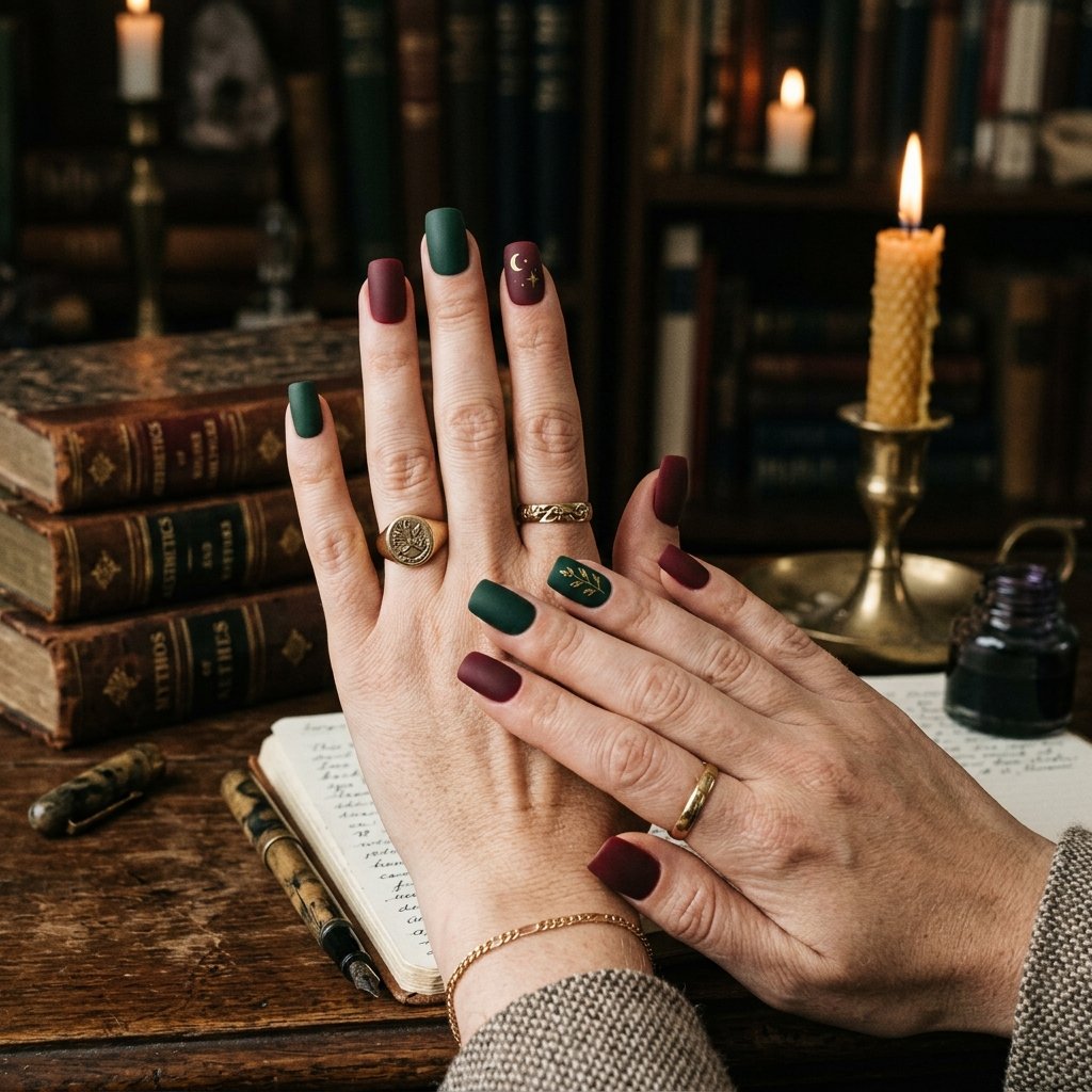 32 Fall Nails 2026 Ideas That Are Actually Wearable 23 Dark Academia Nail Ideas