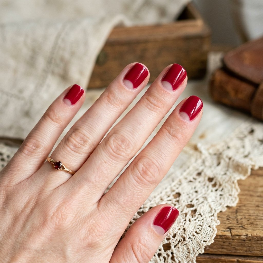Glossy Cranberry Red Half-Moons
