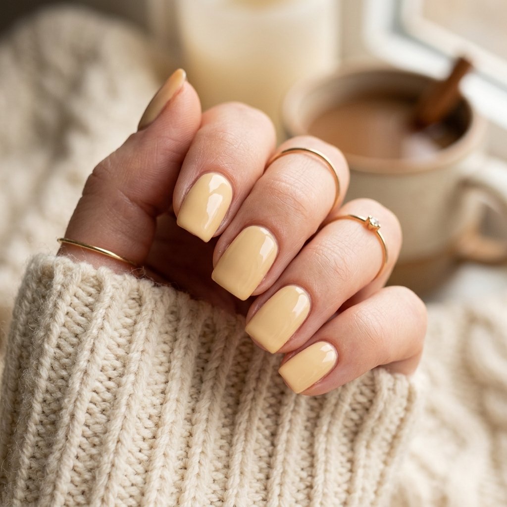 30 Stunning Christmas Nails Simple Ideas You Can Do at Home 19 Cozy Cream Neutral Wash