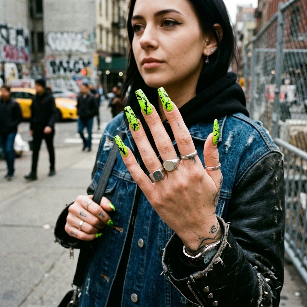 Bright Neon Lime Streetwear Splatter
