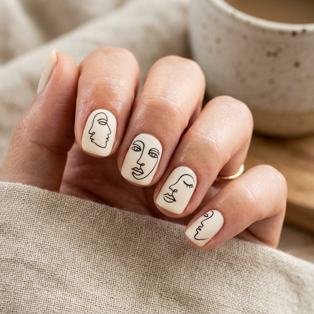 30 Minimalist & Bold Short Nails Art Ideas You'll Love 20 Fine Line Face Art