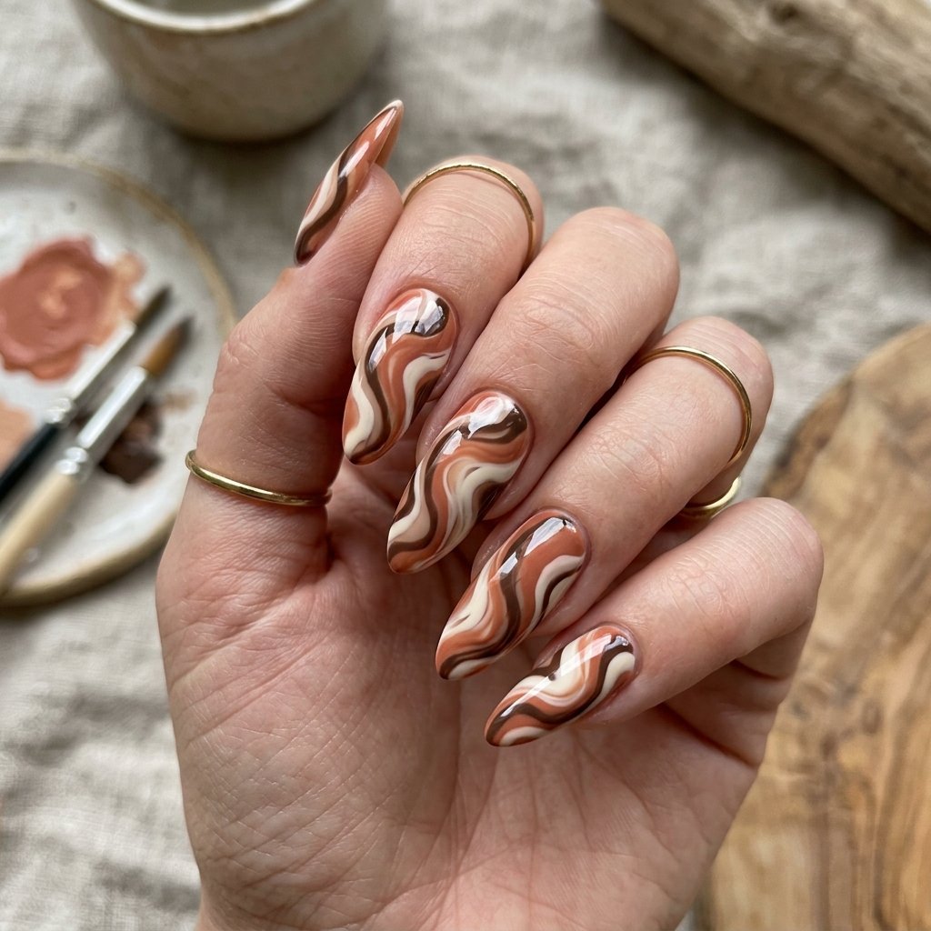 Abstract Autumn Swirl Almond Pattern