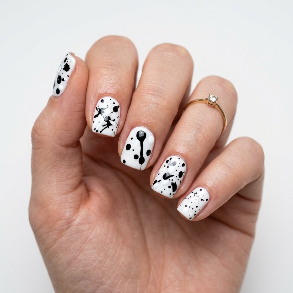 30 Minimalist & Bold Short Nails Art Ideas You'll Love 9 Abstract Paint Splatters