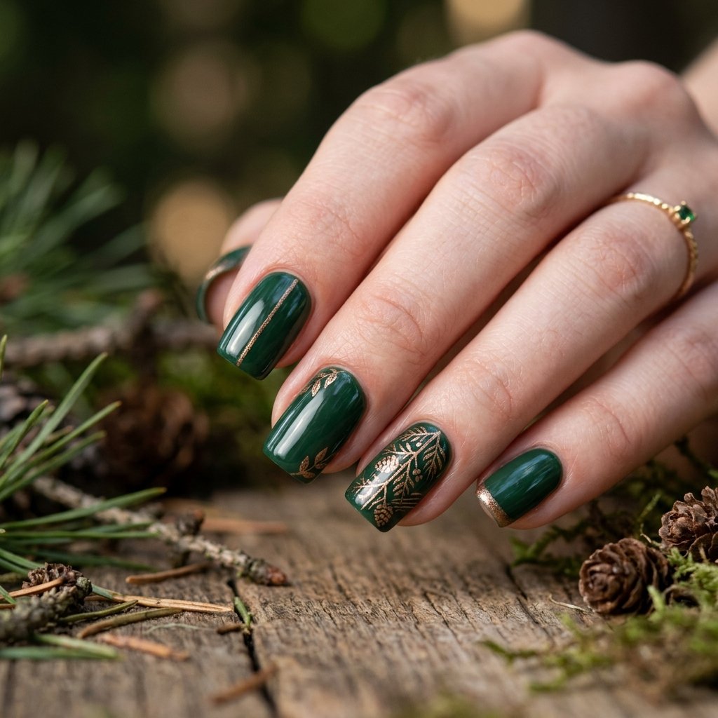 30 Fall Nails Ideas to Inspire Your Next Manicure This Season 2026 8 Pine Green Nail Ideas