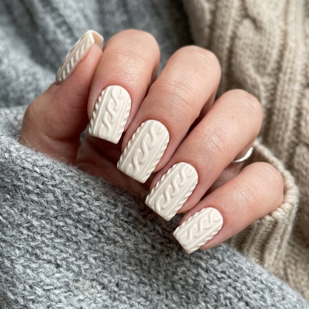 30 Fall Nails Ideas to Inspire Your Next Manicure This Season 2026 20 Cable Knit Nail Ideas
