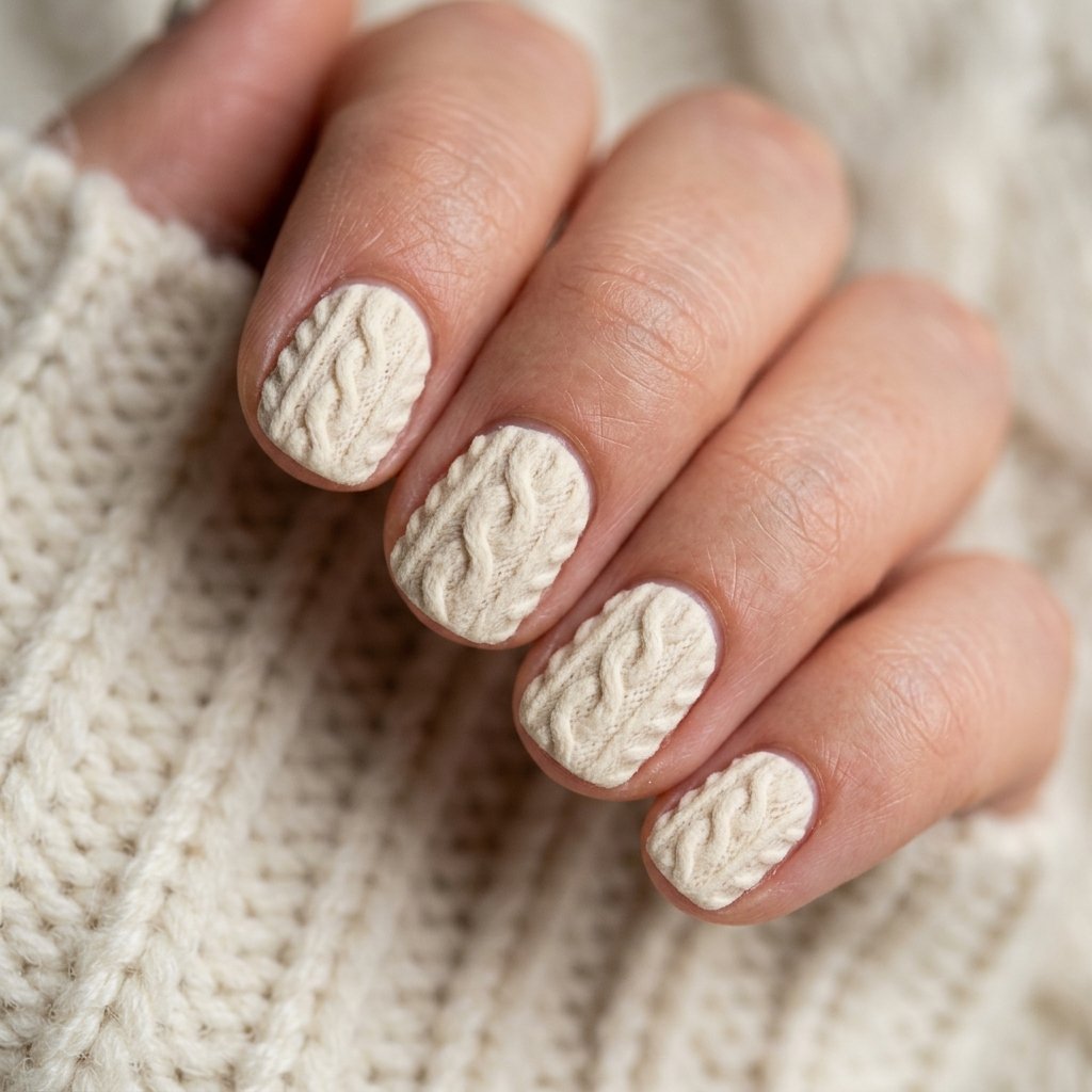 Soft Cream Cable Knit Texture