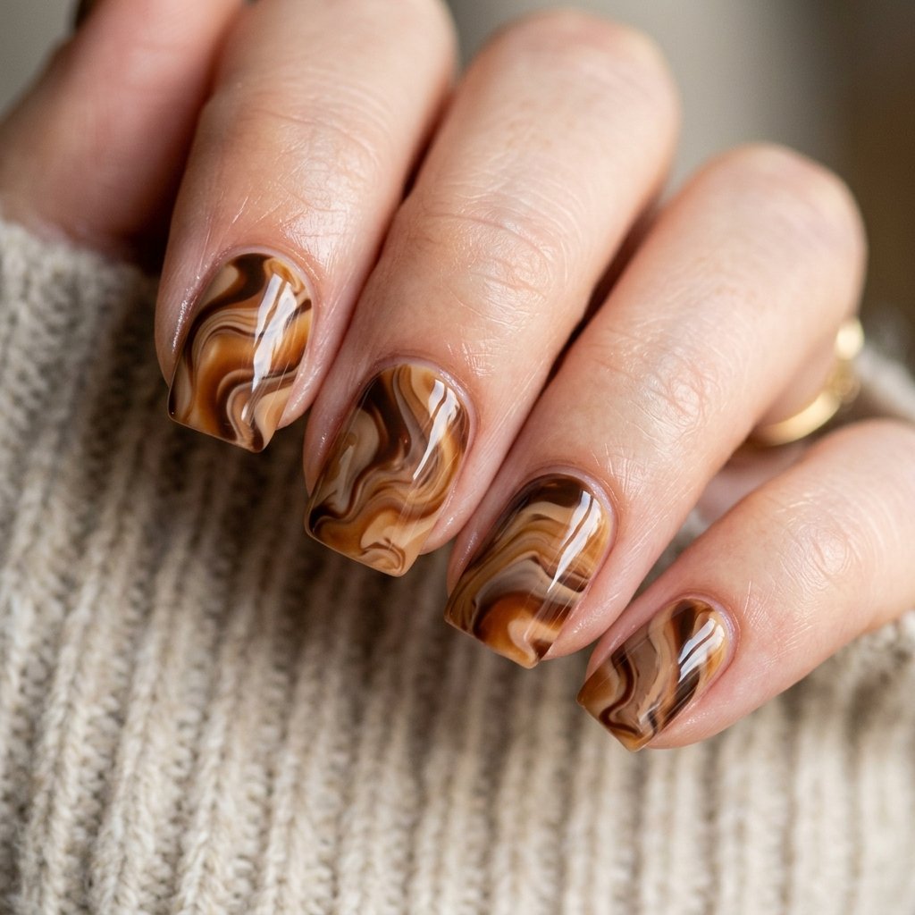 30 Fall Nails Ideas to Inspire Your Next Manicure This Season 2026 6 Caramel Swirl Nail Ideas