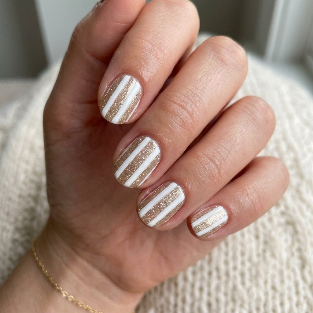 Shimmering Champagne Candy Cane Stripes