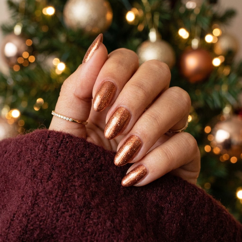 Warm Copper Metallic Nails