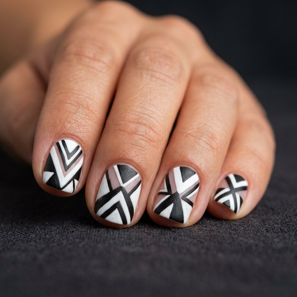 Geometric Shapes on Short Nails