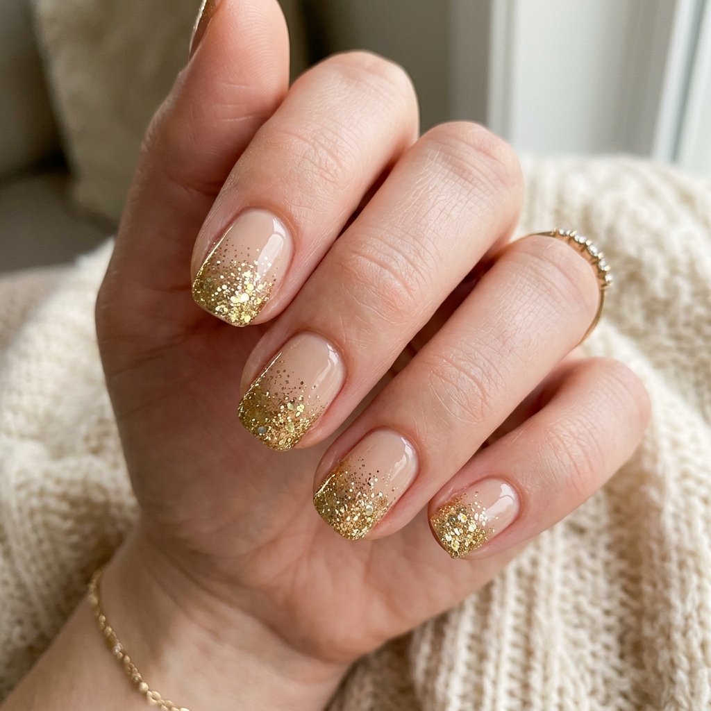 Glitter-Tipped Short Nail Looks