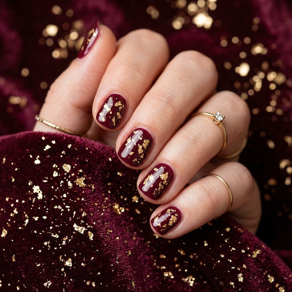 Deep Wine Gold Foil Flecks