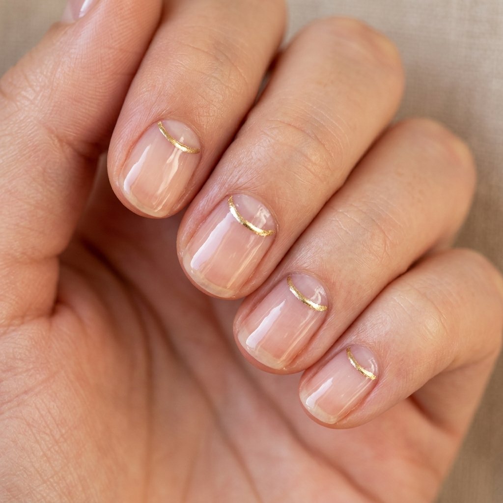 30 Stunning Christmas Nails Simple Ideas You Can Do at Home 30 Subtle Gold Half Moon Accent