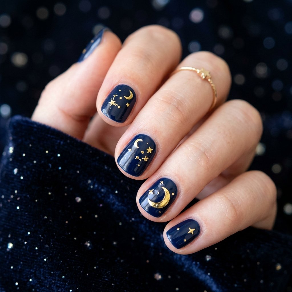 Star and Moon Accent Nails