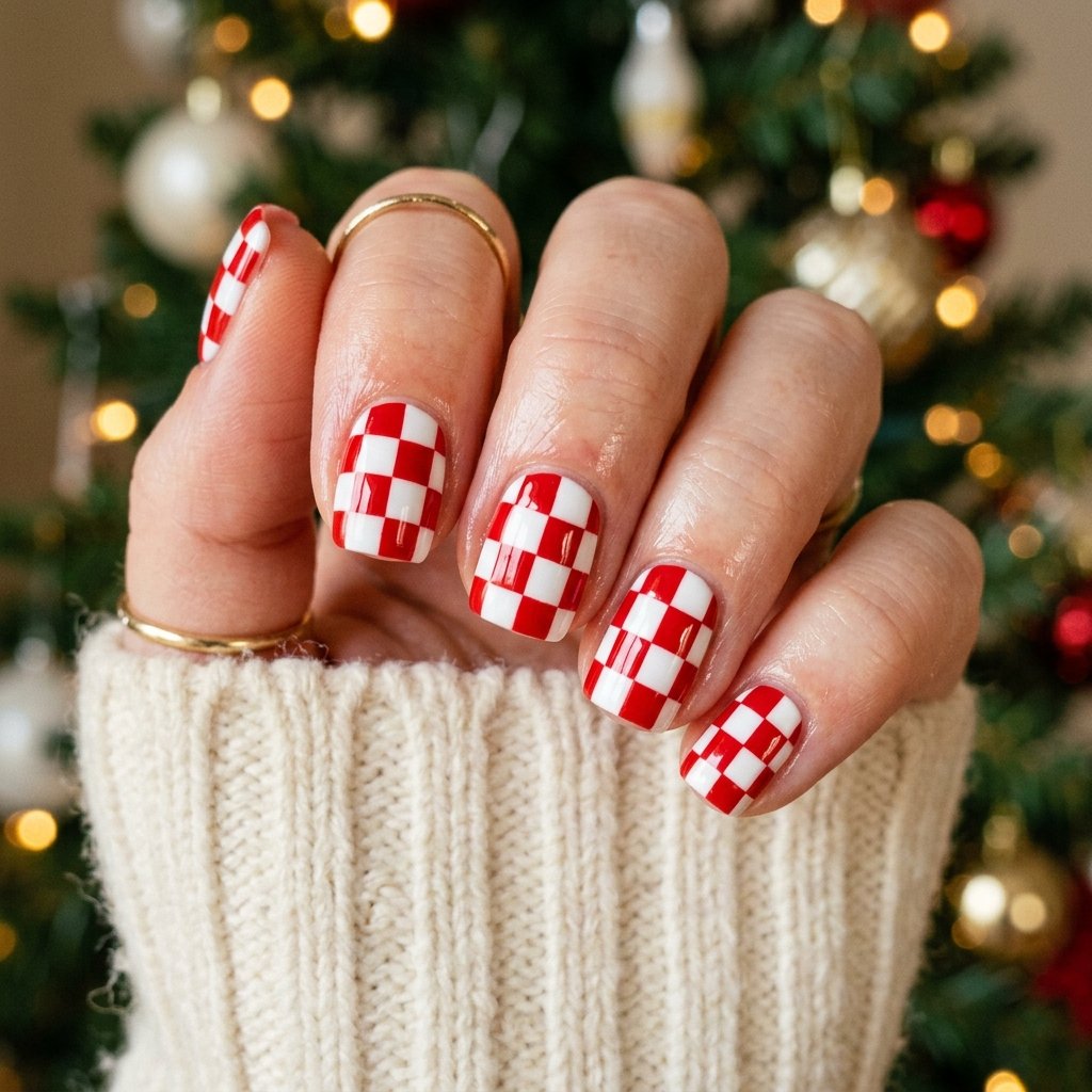 Red and White Holiday Checkerboard